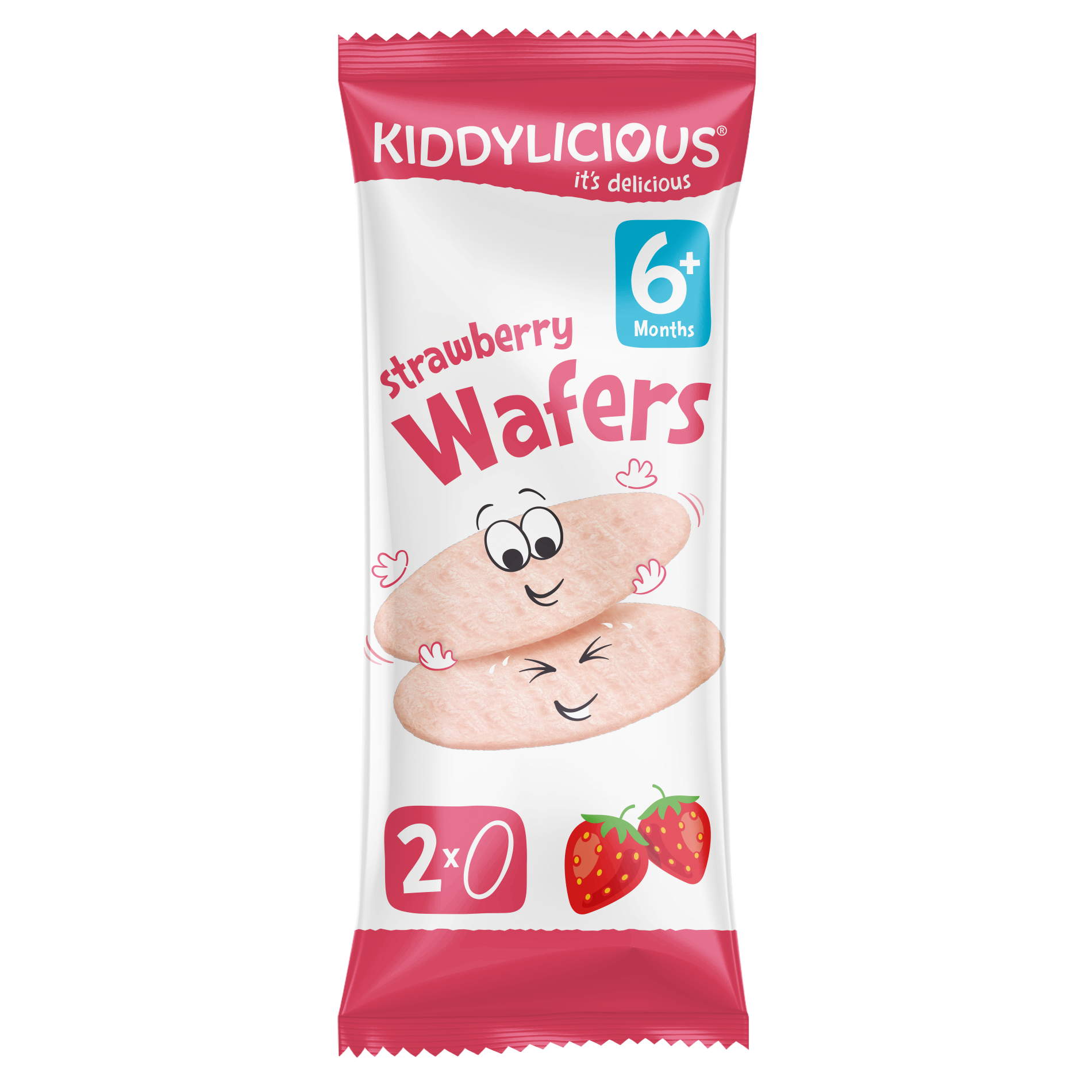 Kiddylicious Wafers, Strawberry, Baby Snack, 6 Months+, Multipack, 5x4g, Sweets
